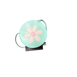 Cynthia Crowley round crossbody purse featuring a playful retro daisy design.